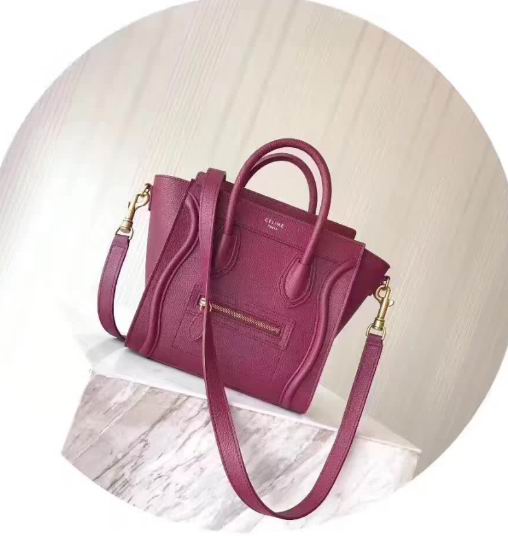  CELINE MINI LUGGAGE BAG IN PLUM BABY DRUMMED CALFSKIN