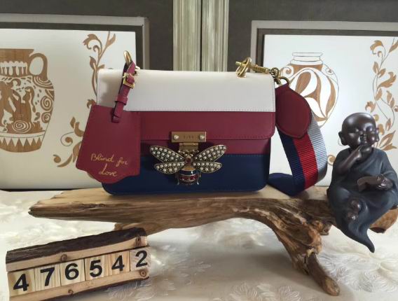  Gucci Queen Margaret Leather Top Handle bag Multicolor leather White