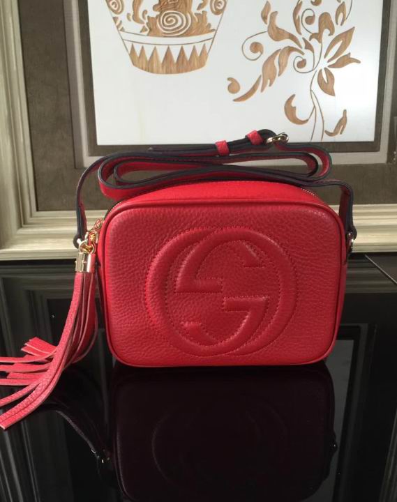  Gucci Soho leather disco bag red leather
