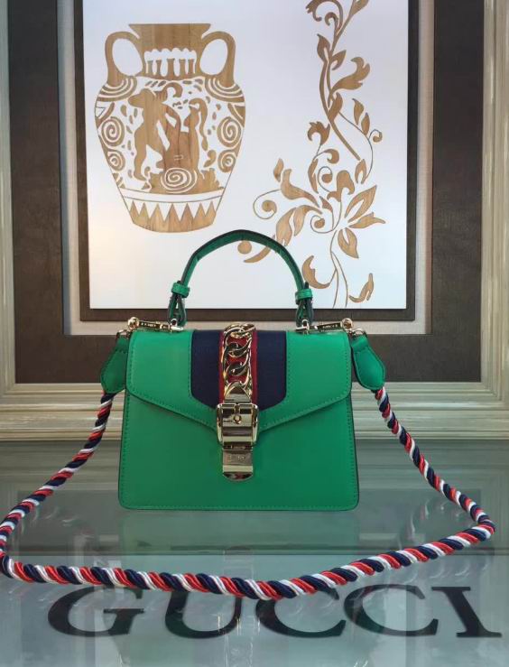  Gucci Sylvie leather mini bag green