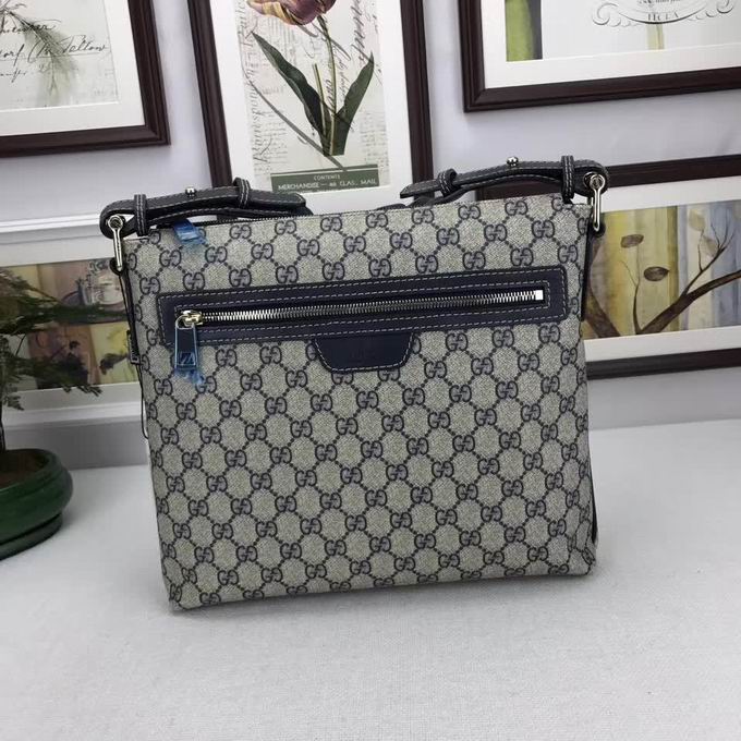  Gucci GG print flat messenger blue