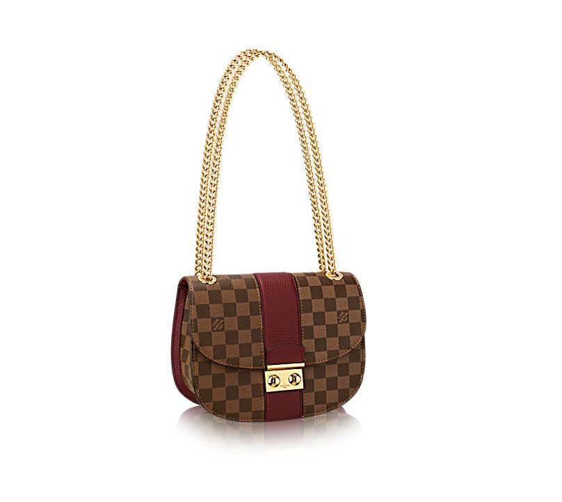  Louis Vuitton Coated Damier Ebene canvas and Cuir Taurillon leather exterior Wight bag Bordeaux