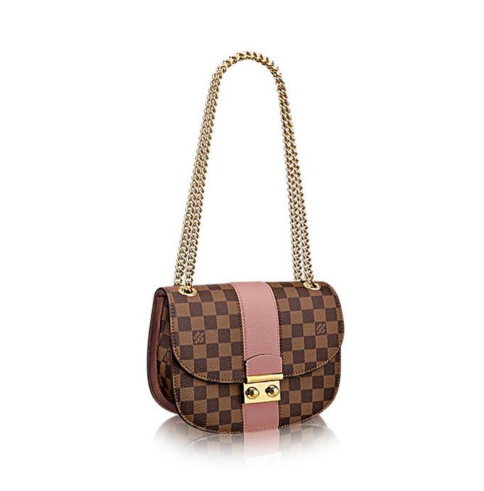  Louis Vuitton Coated Damier Ebene canvas and Cuir Taurillon leather exterior Wight bag��Magnolia
