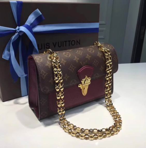  Louis Vuitton Monogram coated canvas with colourful calfskin VICTOIRE Bag Raisin