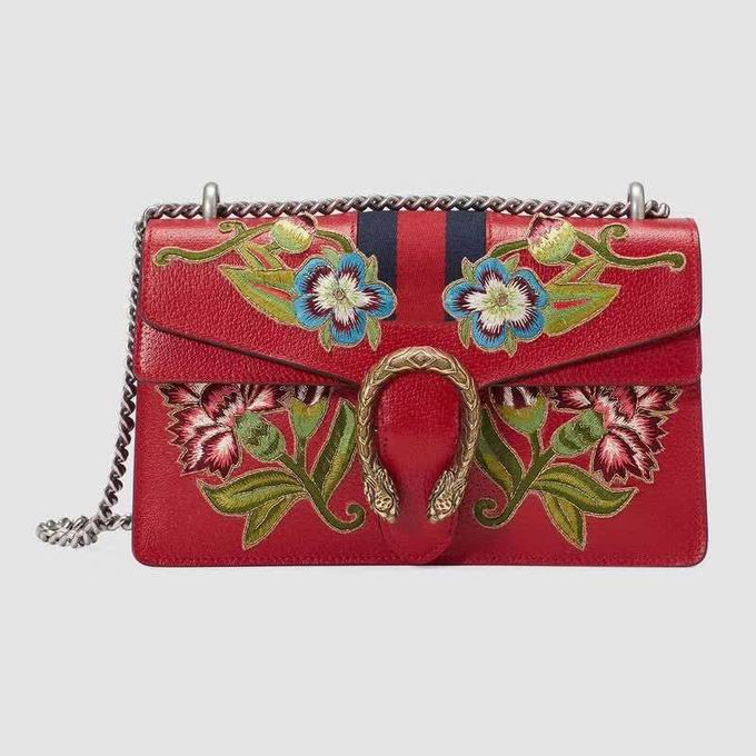  Dionysus embroidered leather shoulder bag red