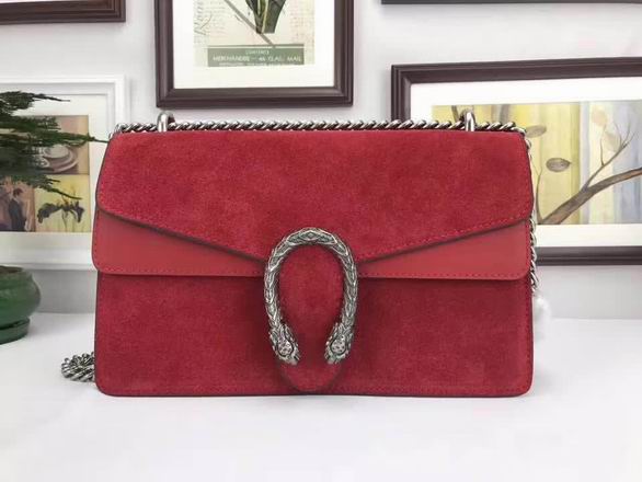  Gucci Nubuck Leather shoulder Bag In red