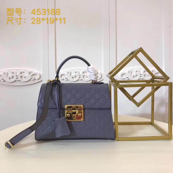  Gucci Padlock Gucci Signature top handle bag grey