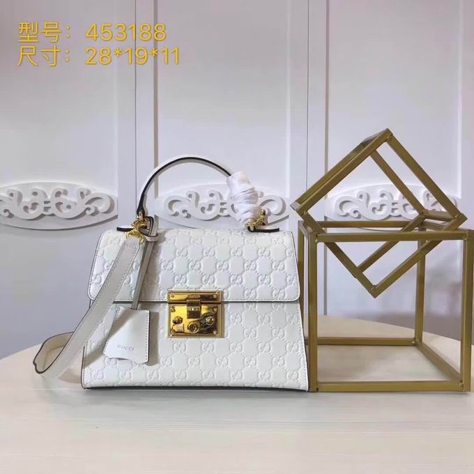  Gucci Padlock Gucci Signature top handle bag white