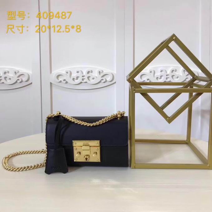  Gucci Padlock calf leather shoulder bag black