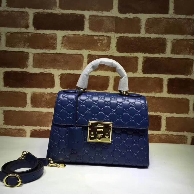  Gucci Padlock Gucci Signature top handle bag blue