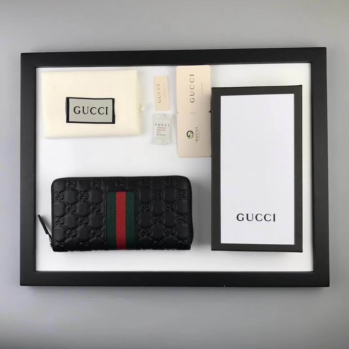  Gucci Signature Web zip around wallet black
