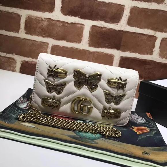  Gucci GG Marmont animal studs mini bag white