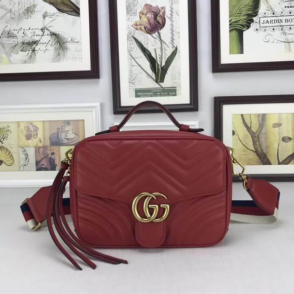  Gucci GG Marmont small shoulder bag red