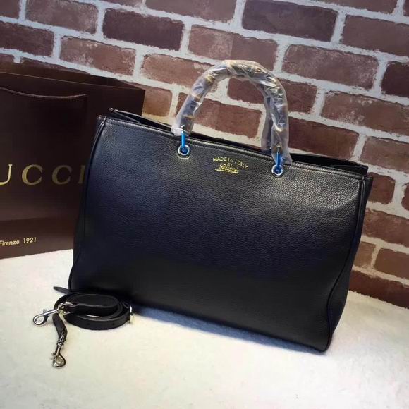  Gucci leather top handle bag black