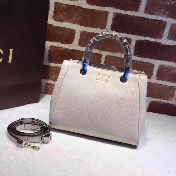  Gucci leather top handle bag light white