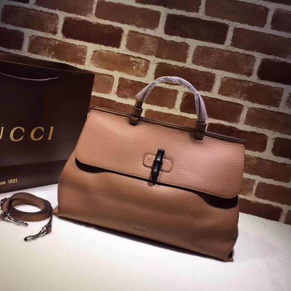  Gucci leather handle bag brown