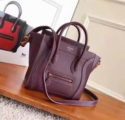 Celine MINI LUGGAGE BAG IN BURGUNDY SHINY SMOOTH CALFSKIN 