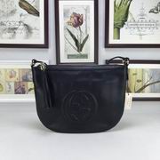 Gucci GG leather shoulder bag black 