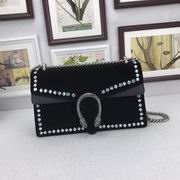 Gucci Black  Nubuck Leather shoulder bag with crystals