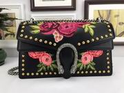 Gucci Dionysus embroidered shoulder bag black leather