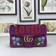 Gucci GG Marmont embroidered velvet bag purple chevron velvet 