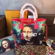 Louis Vuitton colored drawing tote red leather 