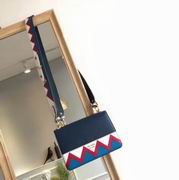 Prada Esplanade Saffiano and calf leather bag baltic blue & red 