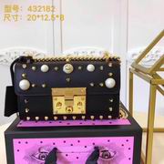 Gucci Padlock studded leather shoulder bag black 