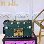 Gucci Padlock studded leather shoulder bag green