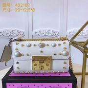 Gucci Padlock studded leather shoulder bag white