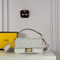 BAGUETTE white leather bag medium