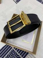 Reversible London Check and Leather Belt