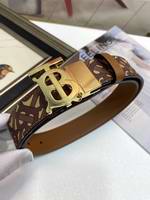 Reversible Monogram Print E-canvas and Leather Belt